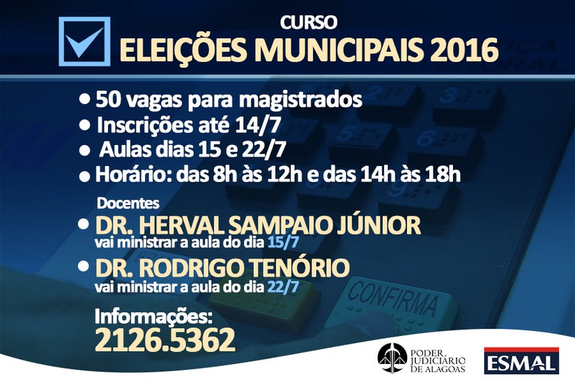 Curso sobre eleições municipais recebe inscrições até quinta-feira (14)