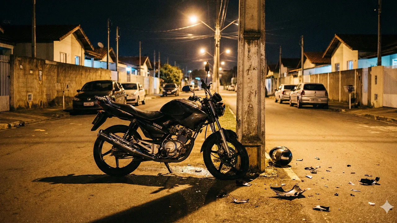 Motociclista fica ferido após colisão violenta contra poste em avenida de Penedo