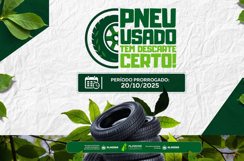 Campanha “Pneu usado tem descarte certo” é prorrogada até 20 de outubro em Alagoas