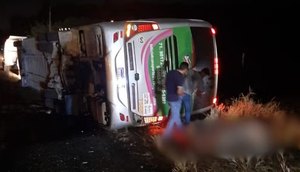 onibus-tombado / Foto: Foto: Reprodução Redes Sociais