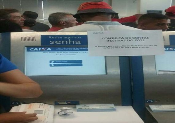 Agência da Caixa em João Pessoa cobra por impressão do saldo de inativos do FGTS