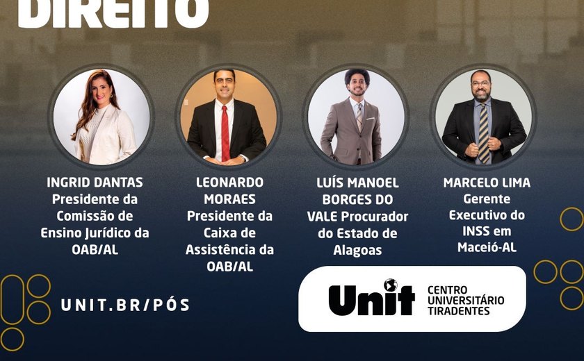 Pós-graduação em Direito da Unit/AL realiza Masterclass gratuita