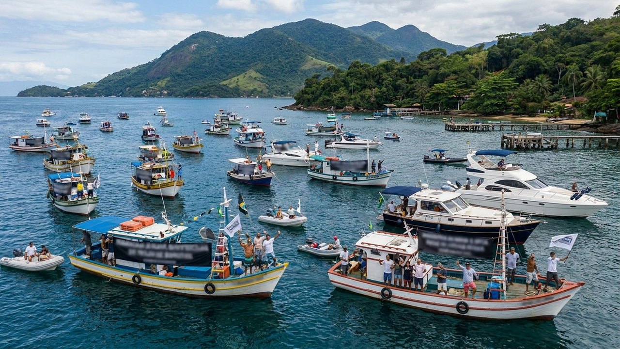 Taxa de turismo em Angra dos Reis: barqueata marca quinto dia de protestos na Ilha Grande
