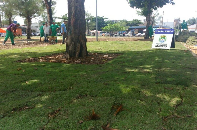 Secretário do Meio Ambiente inicia plantio de grama na Praça da Faculdade