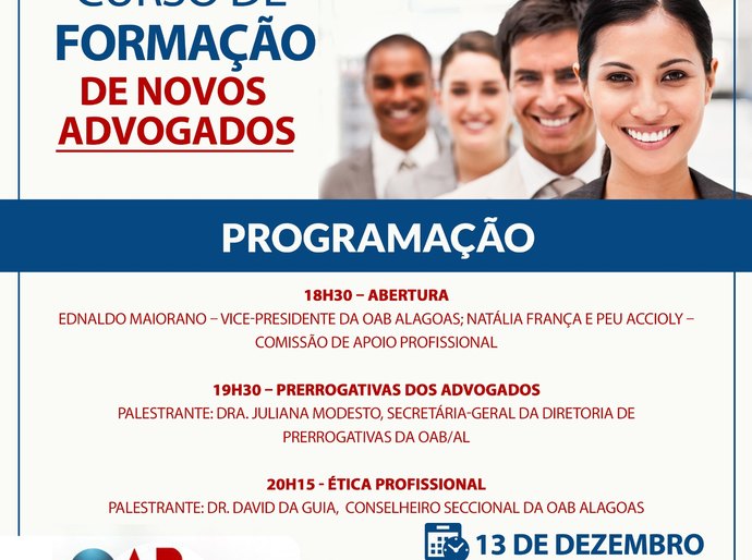 OAB realiza último Curso de Formação, em 2016, no dia 13 de dezembro