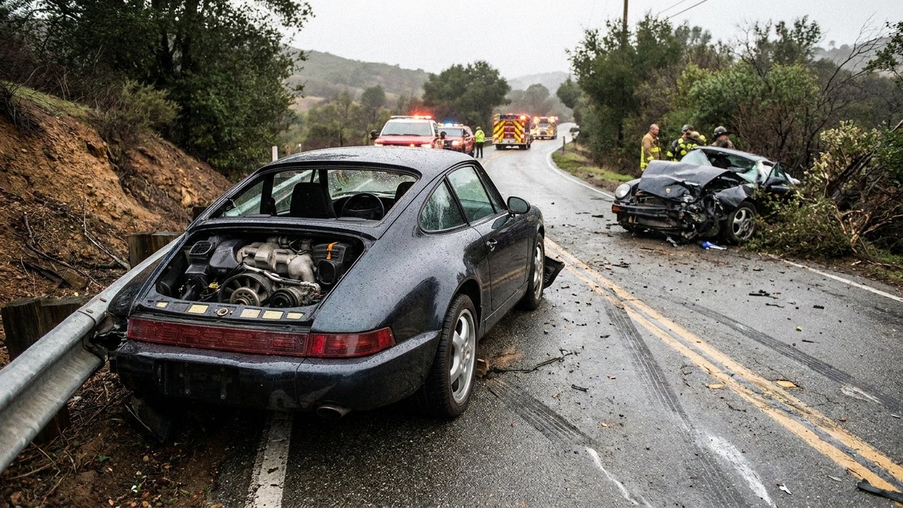 Piloto perde controle de Porsche em curva perigosa e se parte ao meio