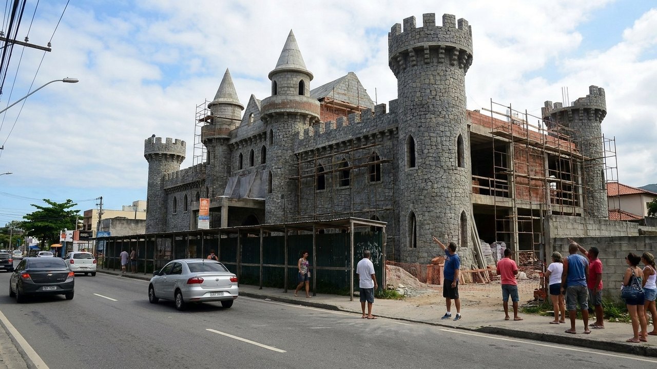 Torres e muralhas: castelo em construção no Recreio chama a atenção de quem passa na região; entenda