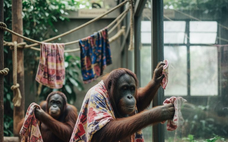'Vista-se comigo' com a orangotango-de-sumatra Chapa!