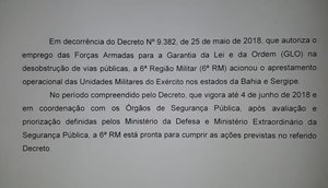 Documento para Exército / Foto: Exército