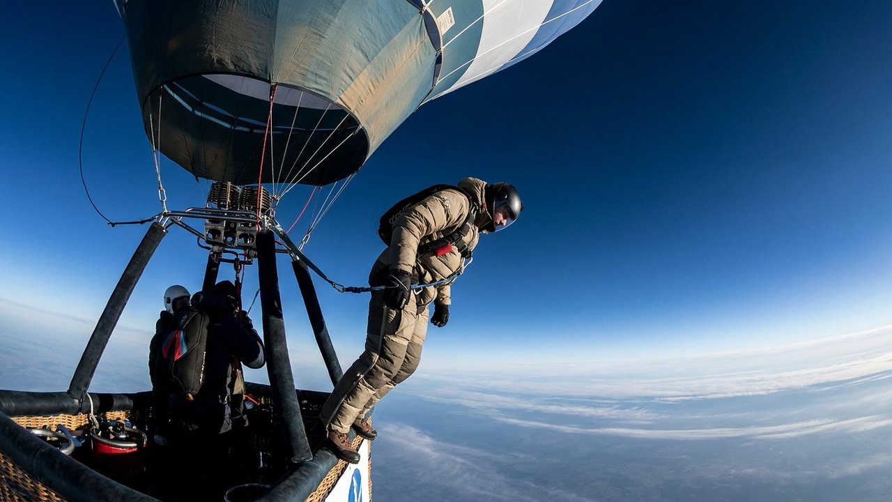 Paraquedista russo bate novo recorde mundial de altura de salto de balão de ar quente
