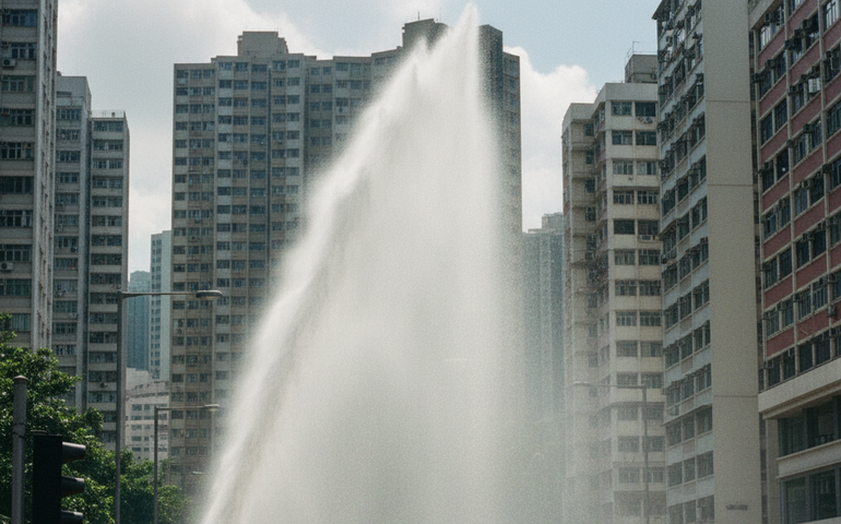 Motoristas aproveitam vazamento e lavam veículos de graça em Hong Kong
