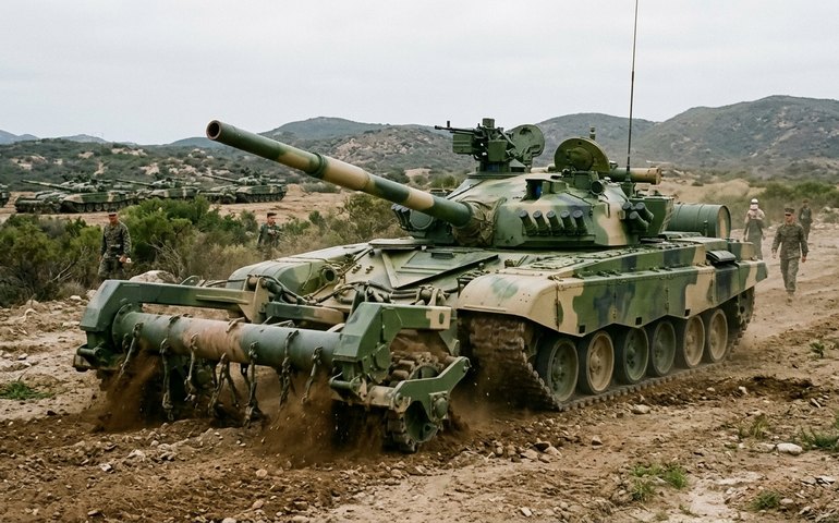 China apresenta veículos de desminagem em exercício militar