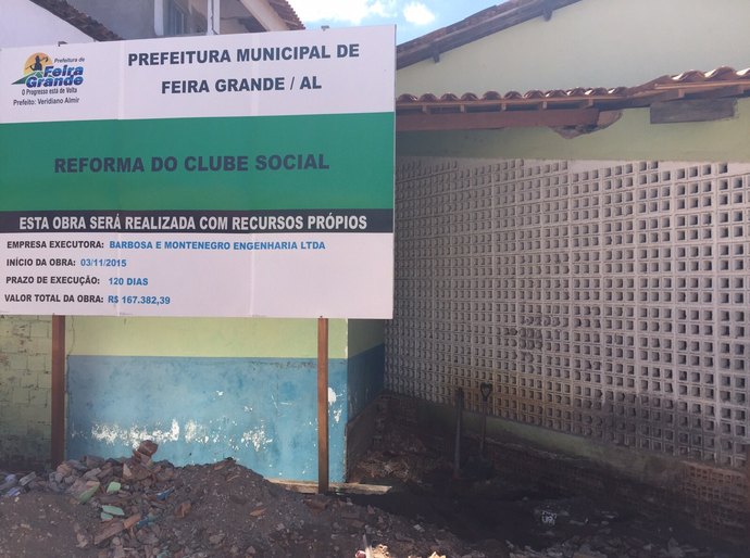 Prefeitura de Feira Grande inicia reforma do Clube Social