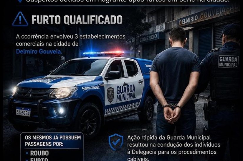 Em ação rápida, Guarda Municipal de Delmiro aborda suspeitos de furto