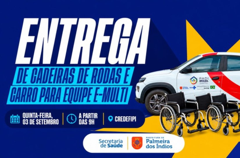 Prefeitura de Palmeira entrega 19 cadeiras de rodas para pacientes e novo veículo para equipe e-Multi