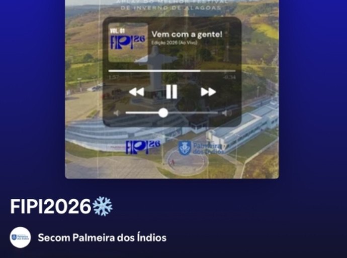 Secom de Palmeira lança playlist do FIPI 2026 no Spotify; ouça agora