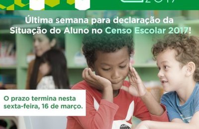 Censo Escolar 2017: segunda etapa de coleta de dados encerra na sexta-feira