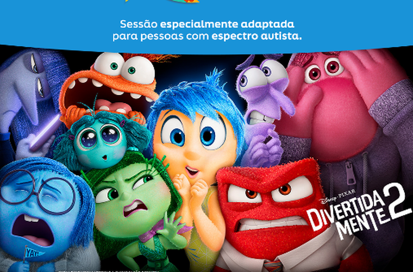 Kinoplex Azul: sessão adaptada para autistas deste mês irá exibir ‘’Divertida Mente 2’’