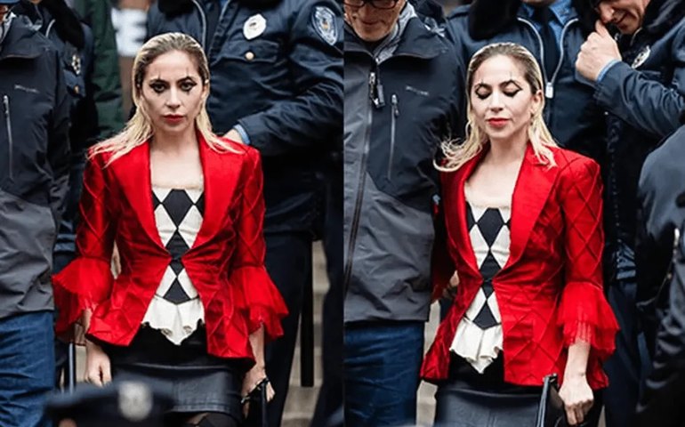 Lady Gaga surge caracterizada de Arlequina para gravação de Coringa 2