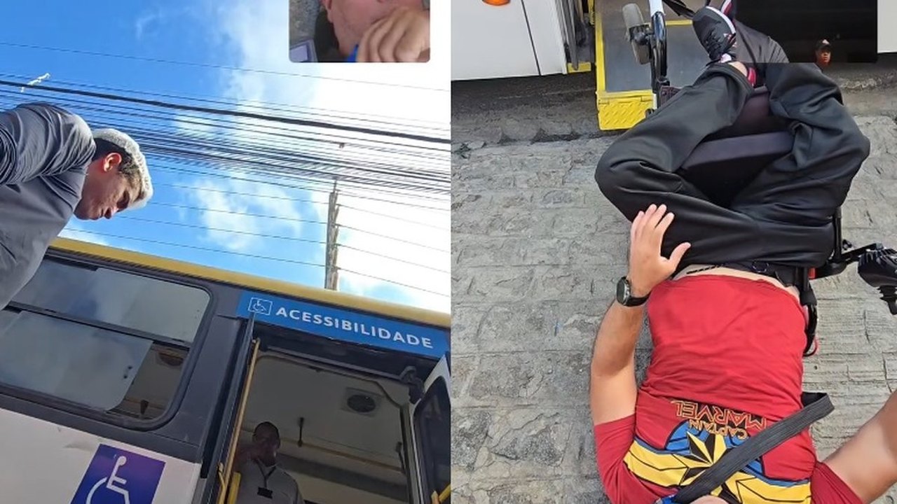 Cadeirante palmeirense sofre queda ao tentar desembarcar de ônibus em Maceió e registra falha de elevador em vídeo