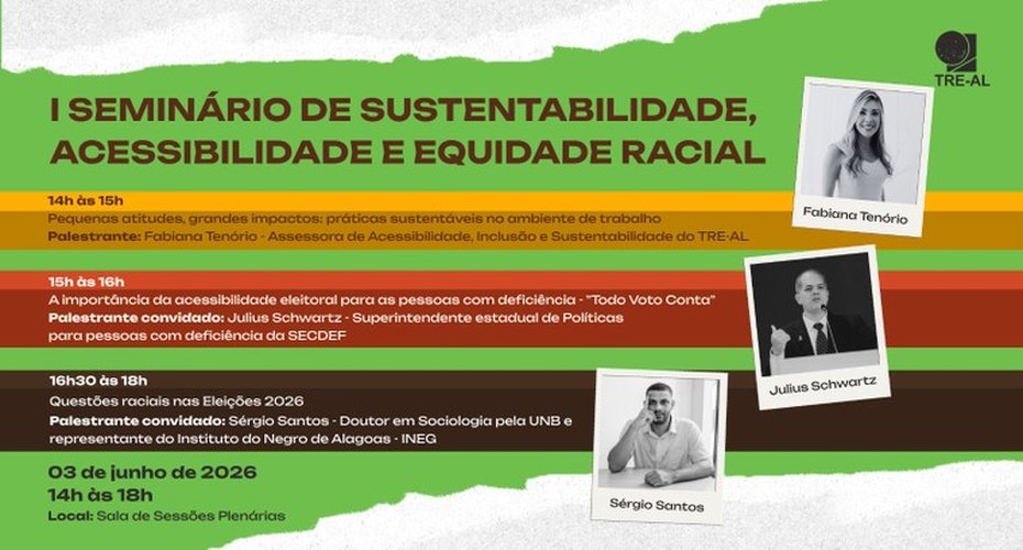 TRE/AL promove seminário sobre sustentabilidade, acessibilidade e equidade racial