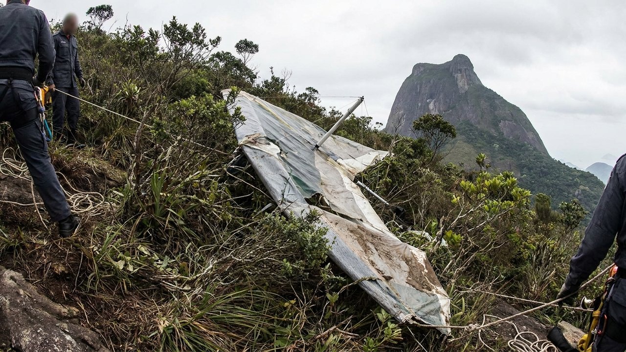 Asa-delta cai em área de difícil acesso após decolagem da Pedra Bonita, no Rio