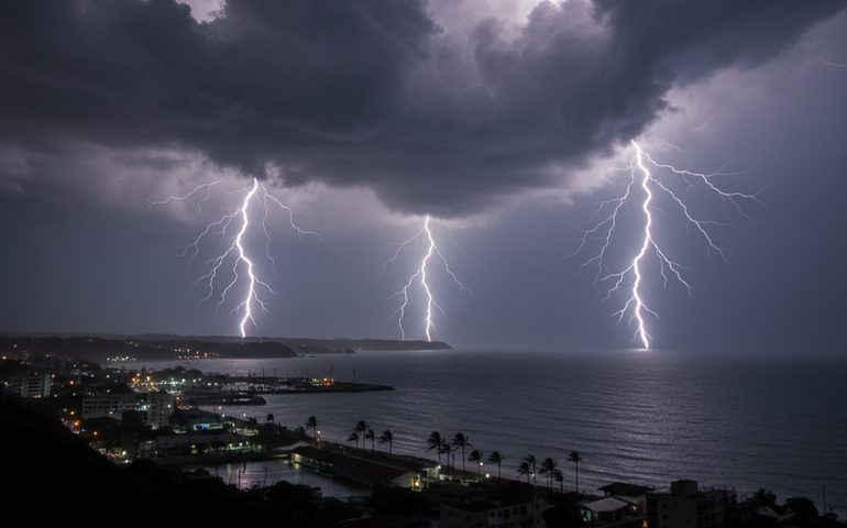 Litoral do Paraná registra mais de 5,5 mil raios em um único dia, aponta Simepar