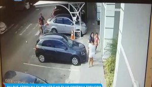 Câmeras de segurança mostram momento da fuga do suspeito de balear mãe e filho no Inácio Barbosa