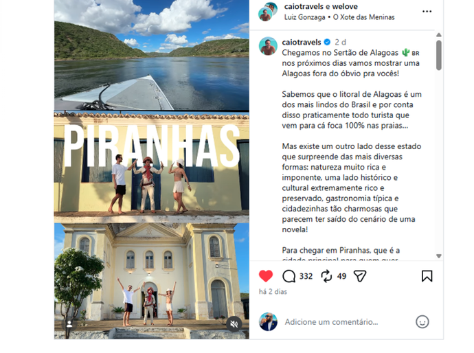 Setur promove Destino Alagoas em ação de marketing com influenciadores digitais