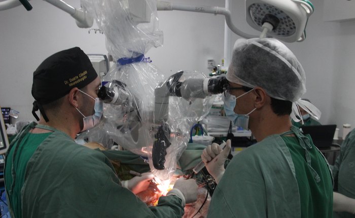 Durante o procedimento, foi realizada a avaliação cognitiva e o monitoramento neurofisiológico contínuo