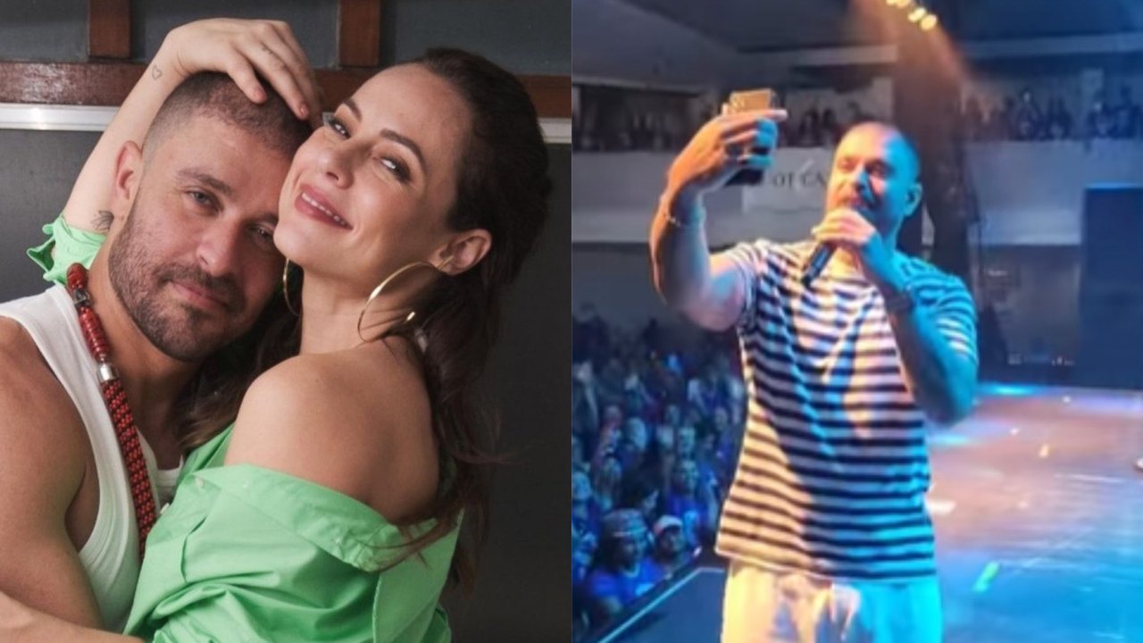 Diogo Nogueira faz videochamada com Paolla Oliveira durante show