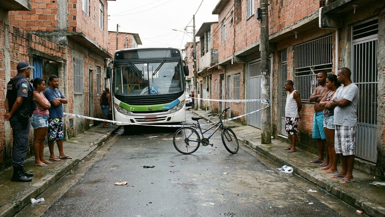 Menino de 9 anos morre em acidente entre bicicleta elétrica e ônibus no Complexo do Alemão