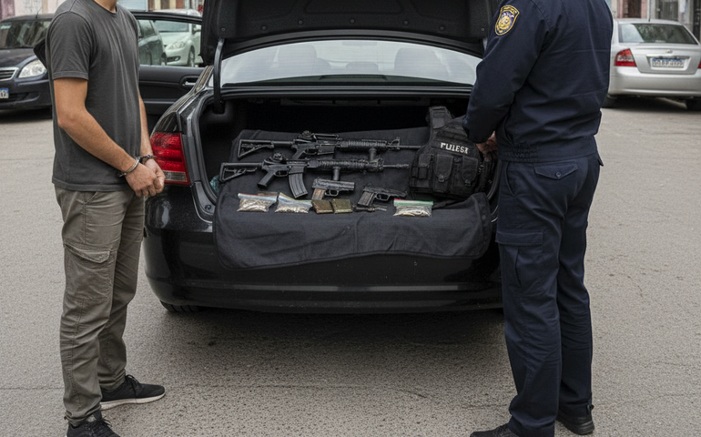 Dois homens, incluindo policial militar, são presos com fuzis e pistolas em São Gonçalo