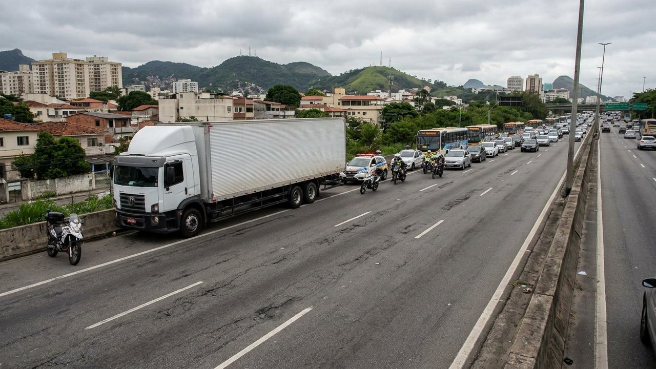 Tentativa de roubo de carga afeta trânsito na Linha Amarela