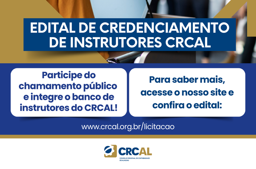CRCAL lança Edital de Credenciamento para instrutores do Programa de Educação Continuada