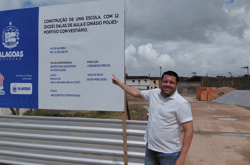 Vereador Allan Pierre acompanha início das obras da nova Escola Estadual do Benedito Bentes no antigo CAIC
