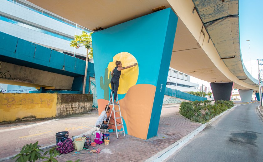 Colorir é legal: Viaduto João Lyra recebe pintura artística