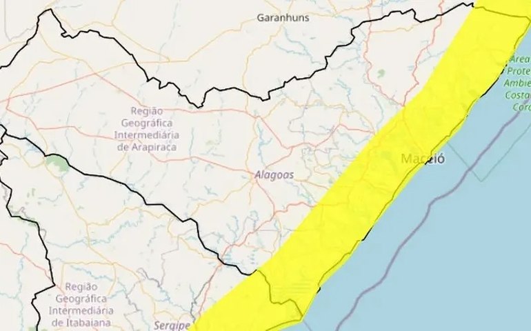 Inmet renova alerta para chuvas intensas em 37 municípios de Alagoas; confira