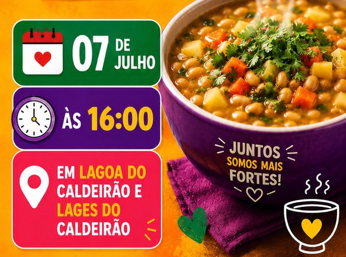 Prefeitura de Palmeira realizará “Sopão do Povo” em Lagoa do Caldeirão e Lages do Caldeirão na terça, 7