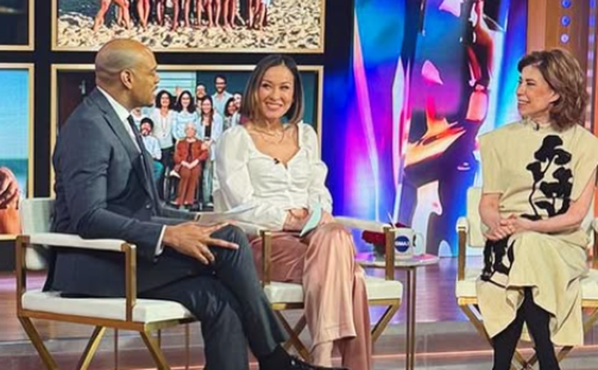 Fernanda Torres dá entrevista para o 'Good Morning America', um dos maiores programas dos EUA