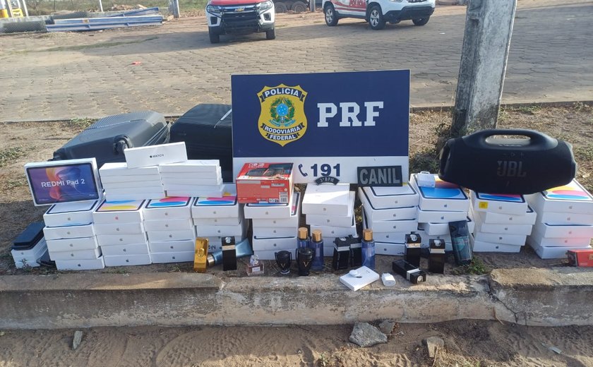 PRF apreende eletrônicos avaliados em R$ 150 mil sem nota fiscal em São Sebastião