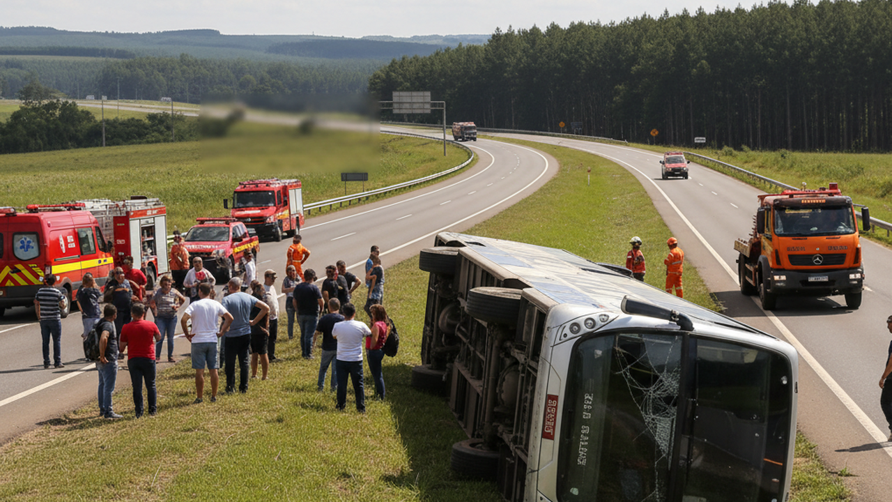 Ônibus que seguia para Arapiraca tomba na BR-251 após desvio para evitar colisão em Minas Gerais