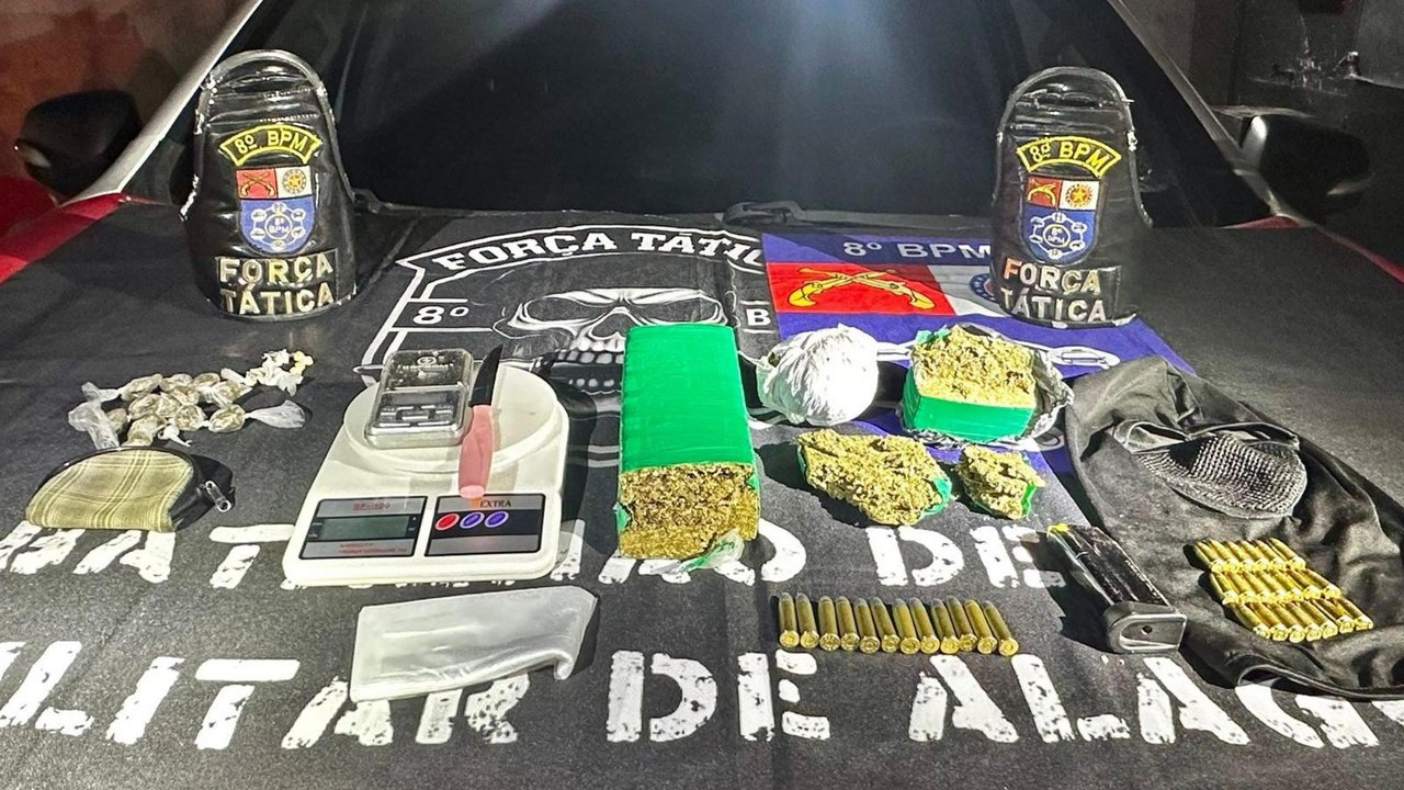 PM apreende mais de 52 quilos de drogas e 24 armas em uma semana em Alagoas