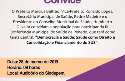 IX Conferência Municipal de Saúde de Penedo será realizada nesta quinta-feira (28)