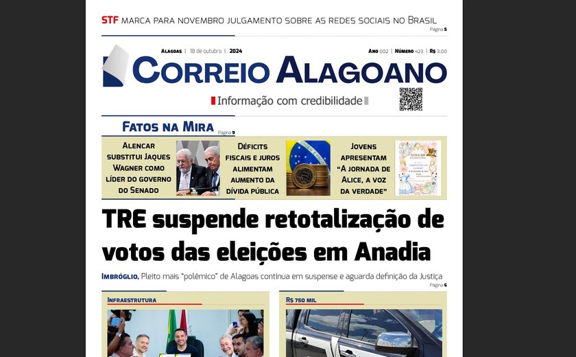 TRE suspende retotalização de votos das eleições em Anadia