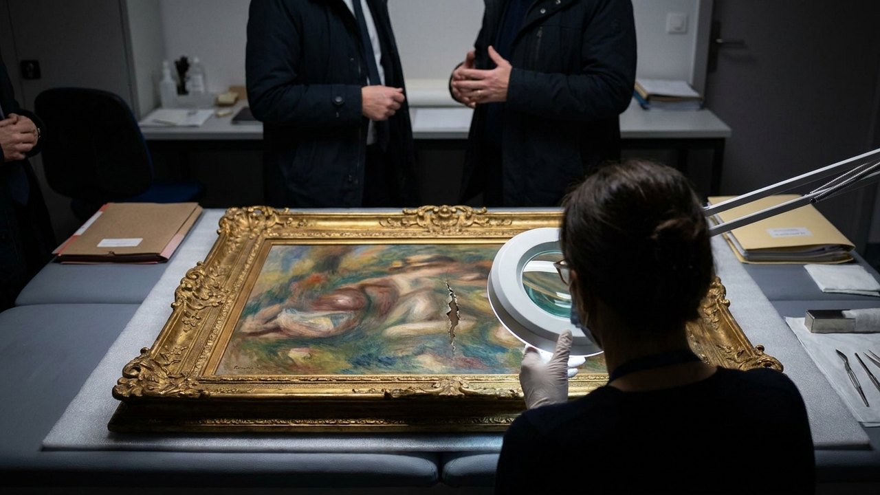 Um dos quadros de Renoir encontrados após roubo na França apresenta um rasgo