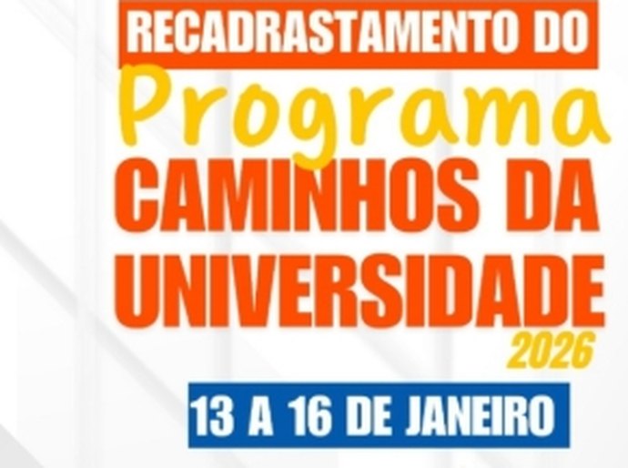 Prefeitura de Palmeira iniciará recadastramento do Programa Caminhos da Universidade 2026 na terça (13)