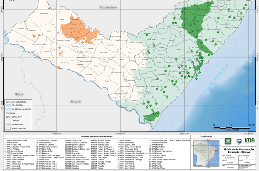 Mata Atlântica e Caatinga: 85 Unidades de Conservação são protegidas pelo Governo de Alagoas