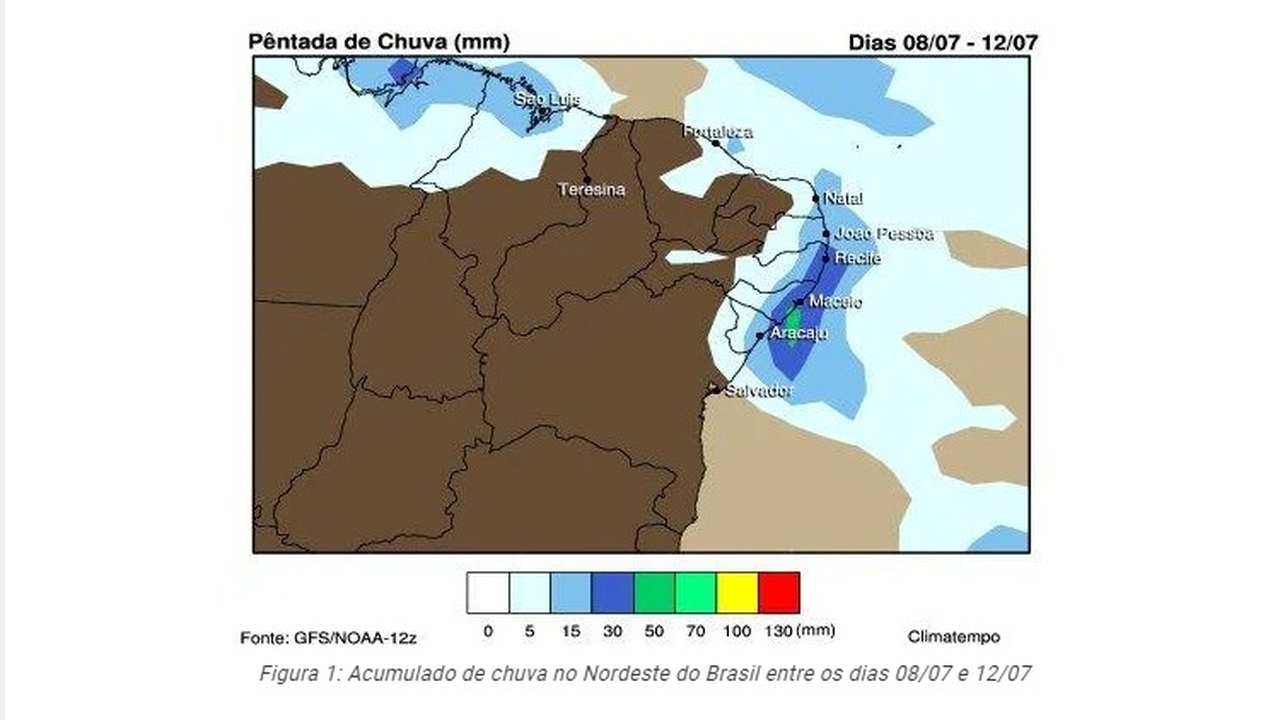 Intensidade da chuva diminui nesta segunda-feira em todo o Nordeste
