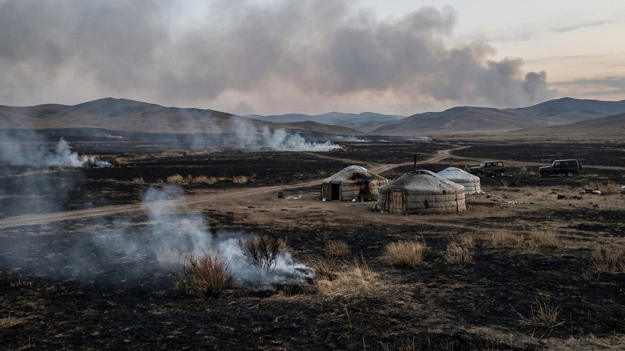 Incêndio atípico devasta estepe na Mongólia